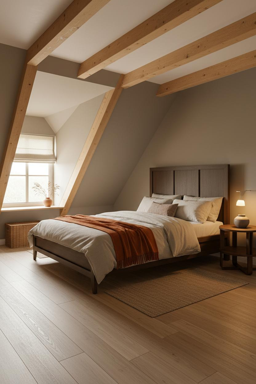 Attic Bedroom Sloped Ceiling Japandi Master