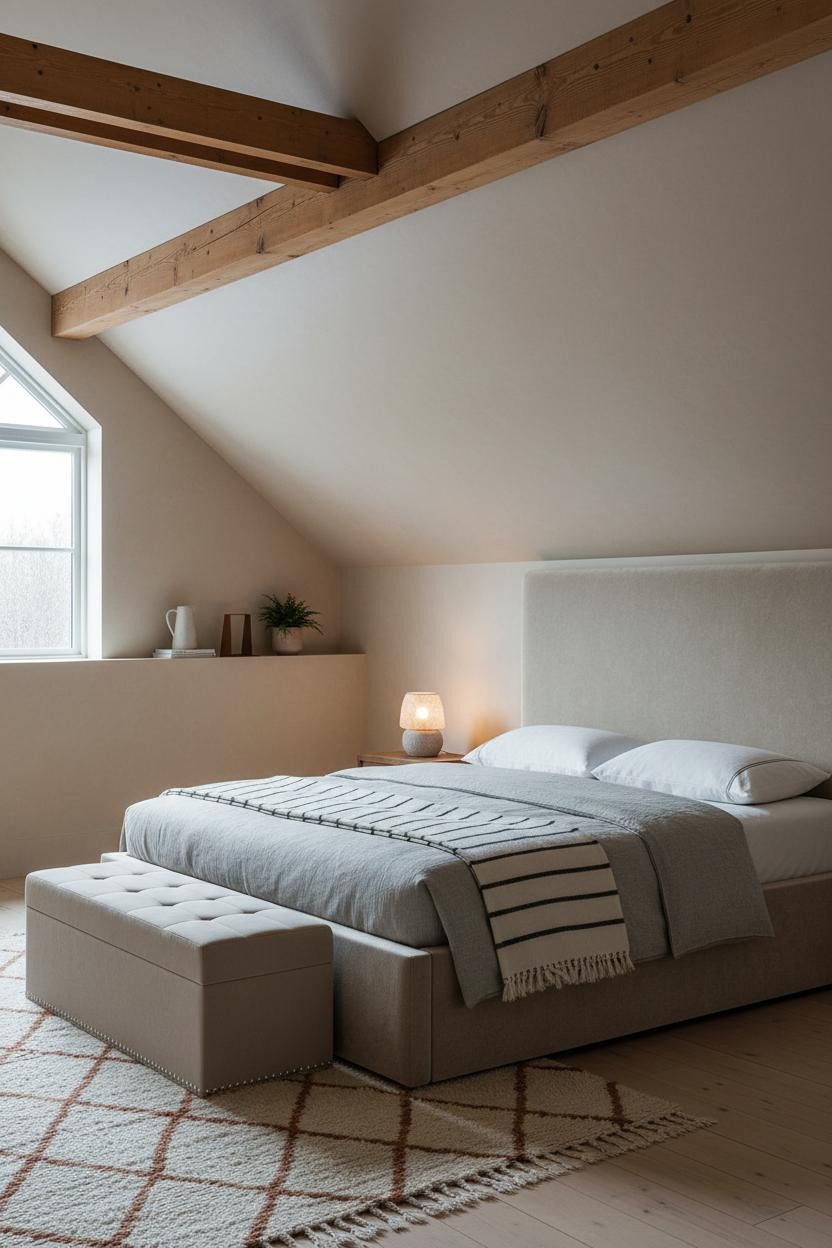 Attic Guest Room Exposed Beams Window