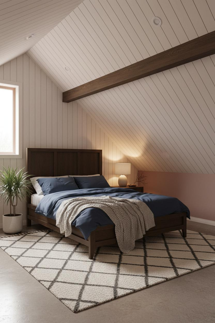 Attic Loft Bedroom Sloped Ceiling Design