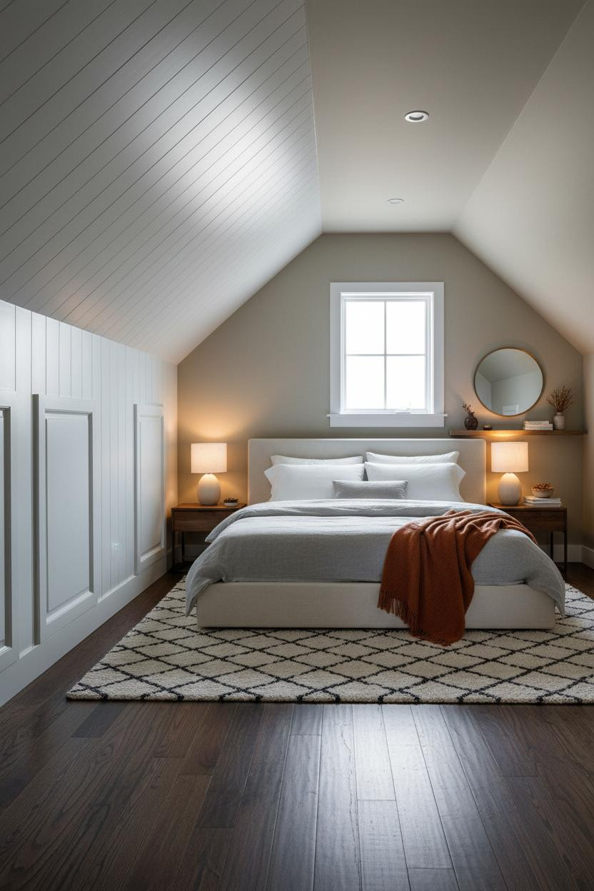 Attic Loft Bedroom Sloped Ceiling Modern