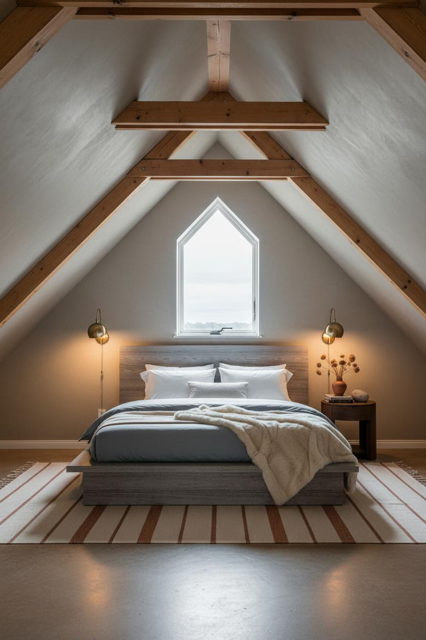 Attic Loft Bedroom Sloped Ceiling Natural Light