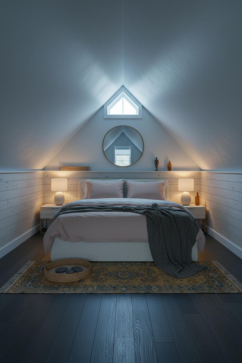 Attic Loft Bedroom Sloped Ceiling Nordic Design