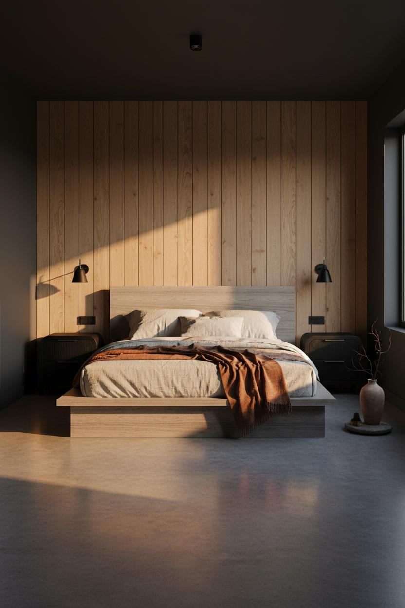 Black Oak Bedroom Board and Batten Paneling
