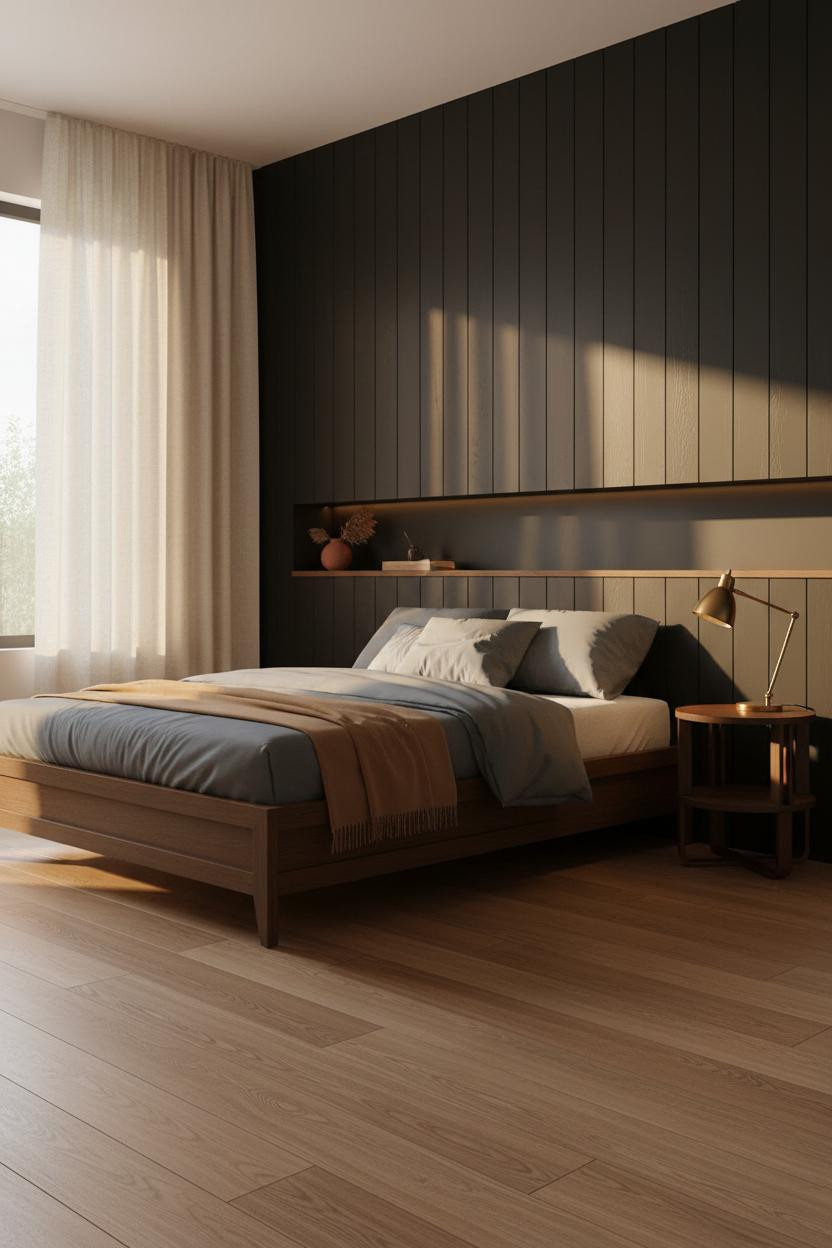Black Oak Bedroom Japandi Design