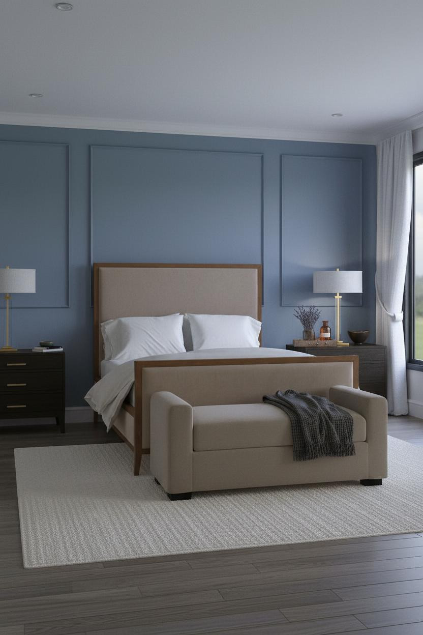 Blue Cottage Bedroom Denim Accent Wall
