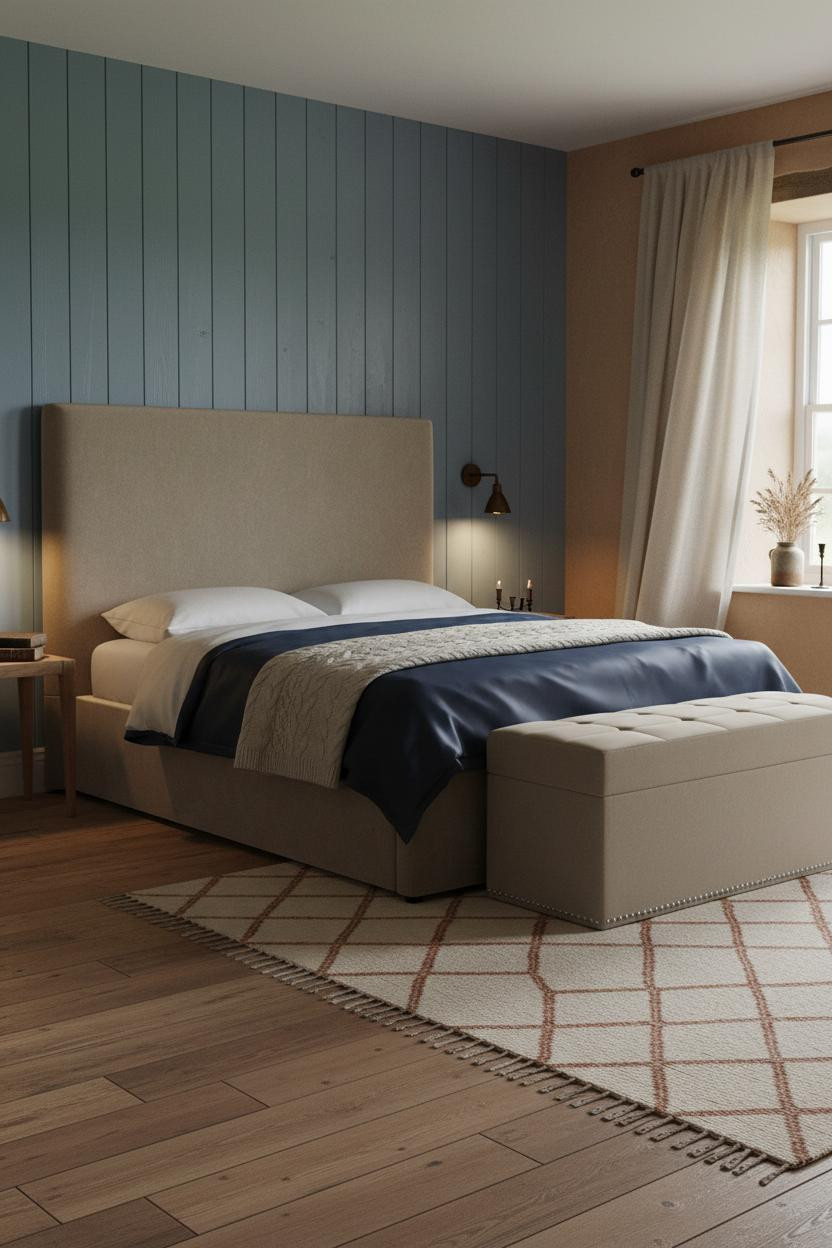 Blue Cottage Bedroom French Paneling Vintage