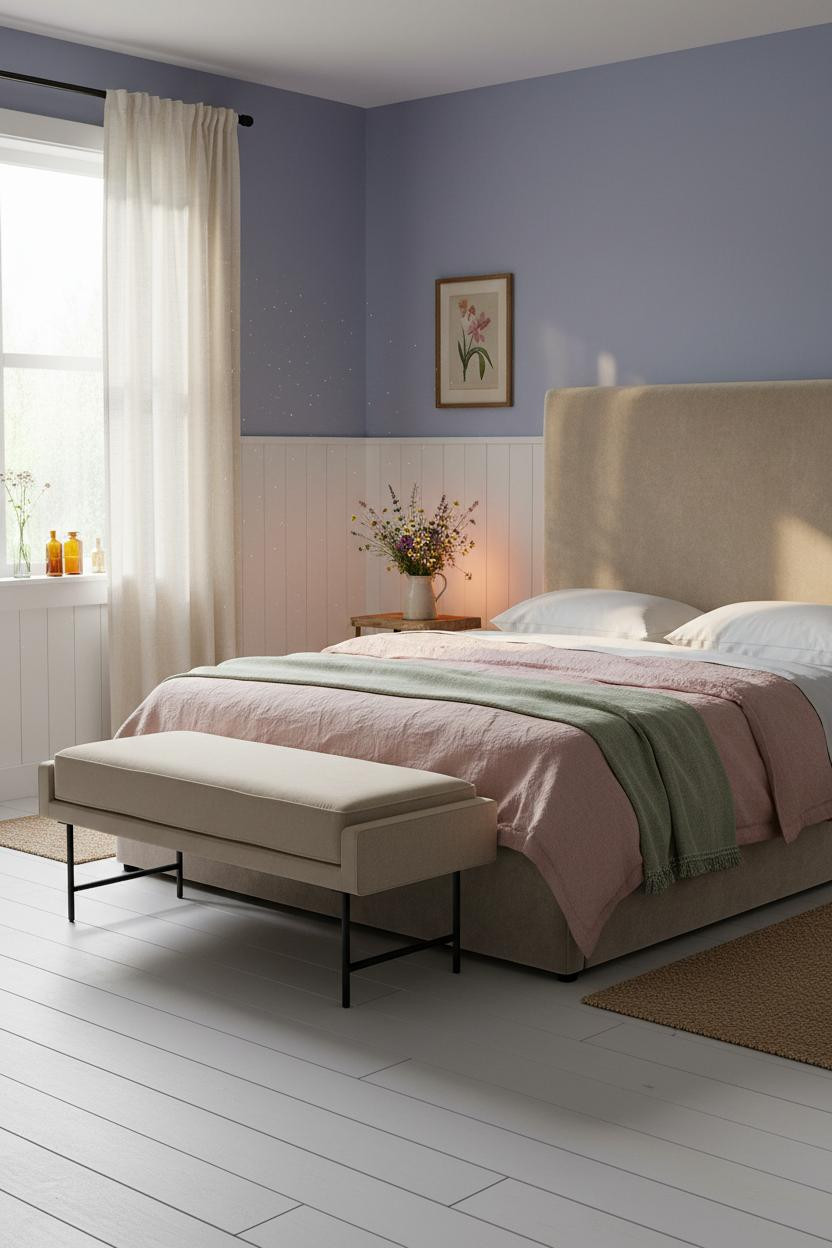 Blue Cottage Bedroom Periwinkle Wainscoting