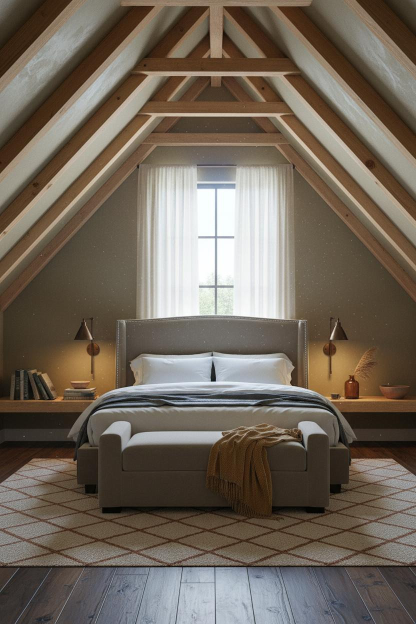 Boho Bedroom Attic A Frame Rafters