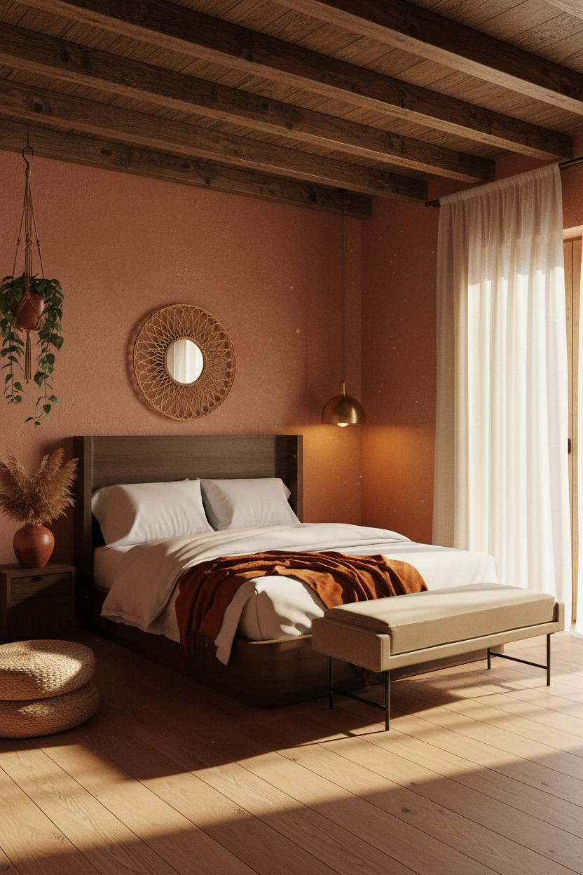 Boho Bedroom Earthy Moroccan Rattan Natural Textures
