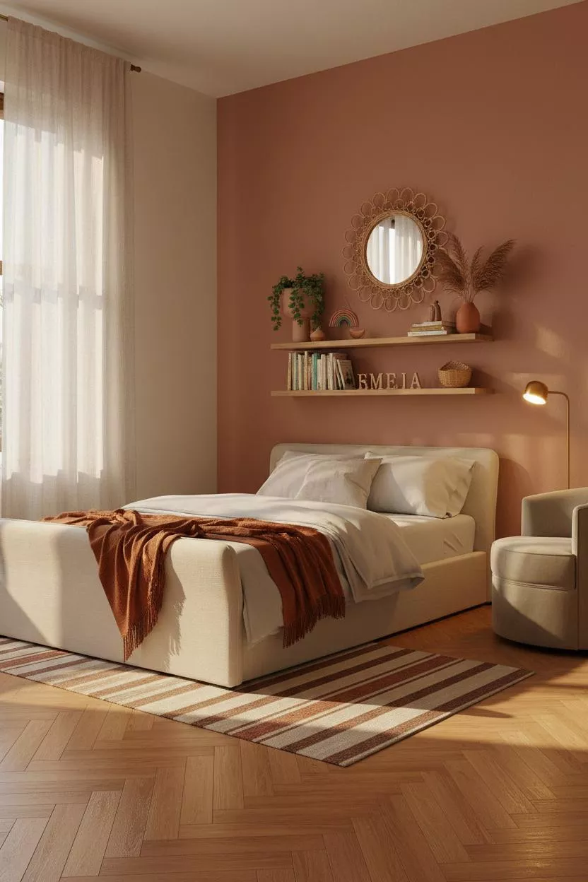 Boho Kids Bedroom Terracotta Shelf Design