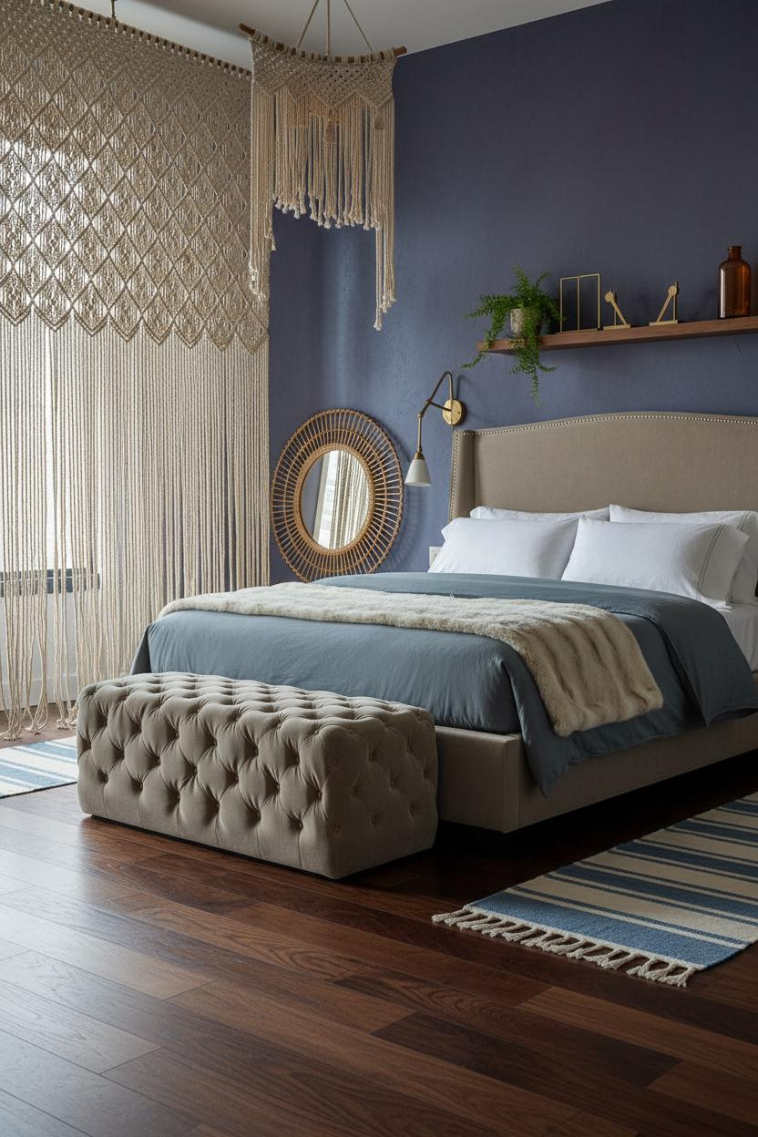 Boho Studio Apartment Moroccan Macrame Divider Chic Small Space Design