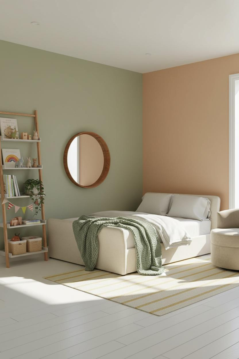 Childrens Bedroom Boho Wood Shelving Design