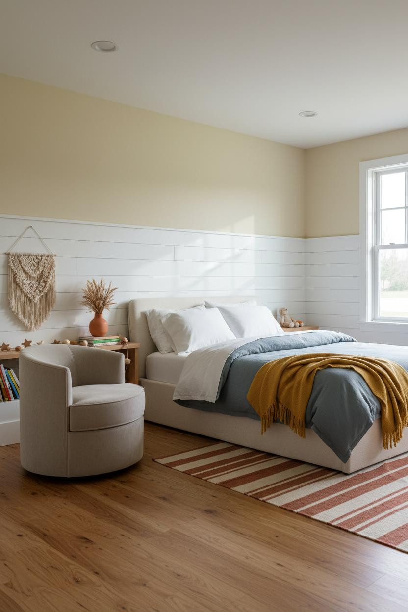 Childrens Bedroom Farmhouse Shiplap Reading Nook Design