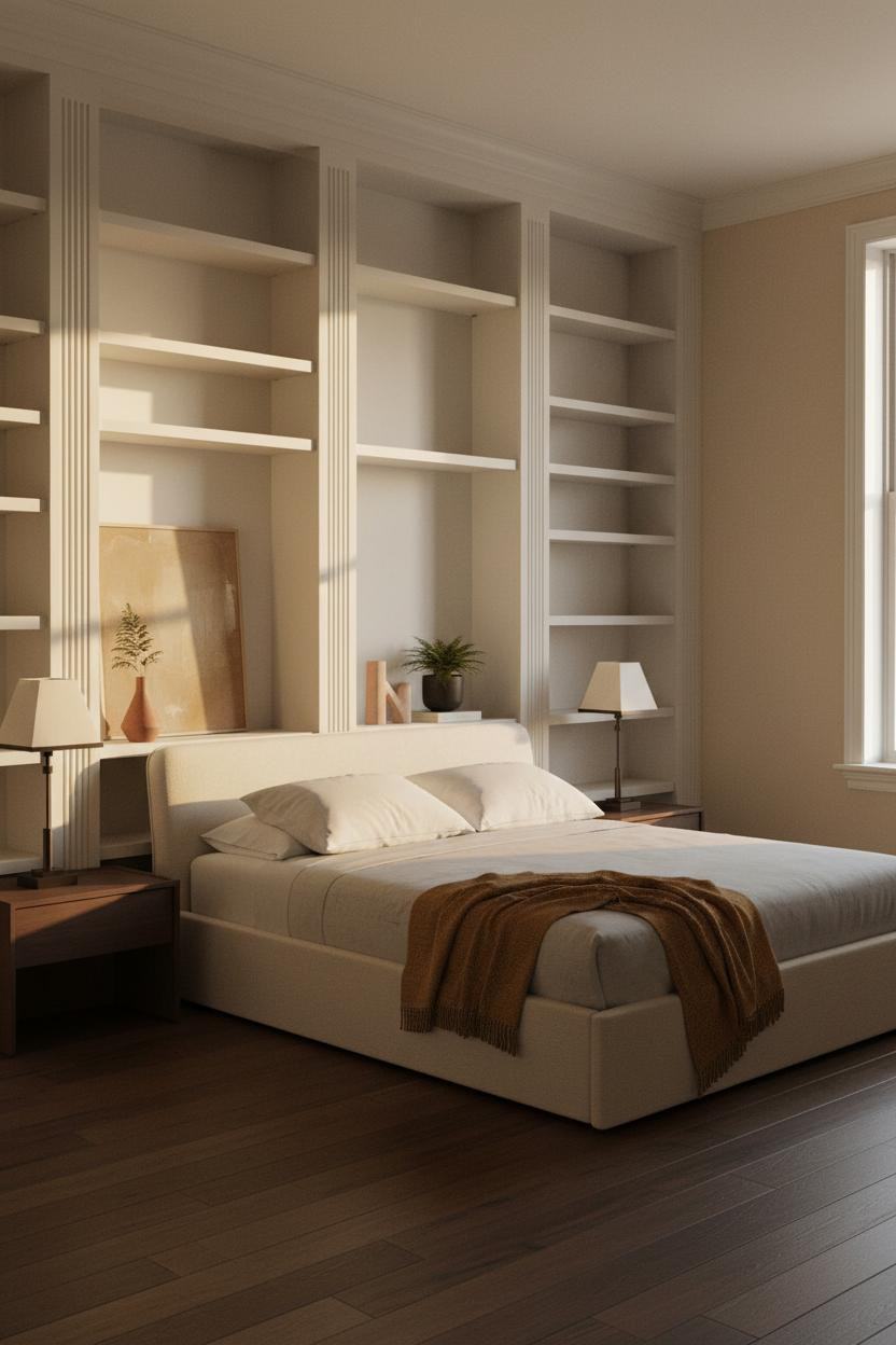 Classic Bedroom Design Built In Shelves Luxury