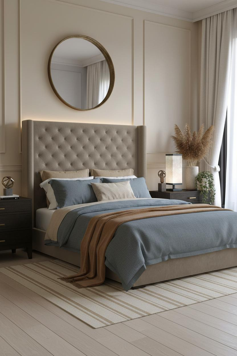 Classic Bedroom Quiet Luxury Wainscoting Brass