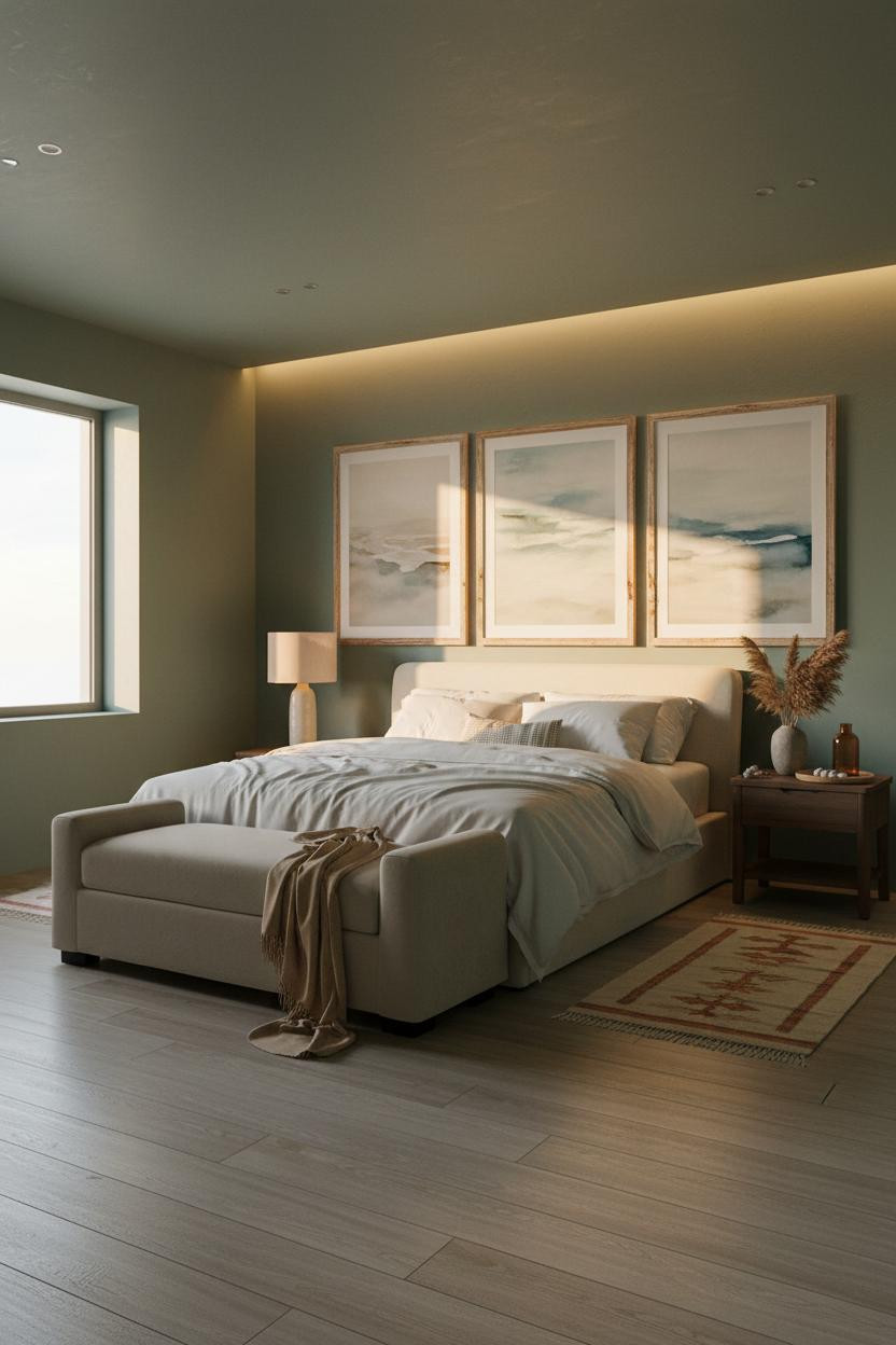Coastal Blue Bedroom Gallery Wall Driftwood