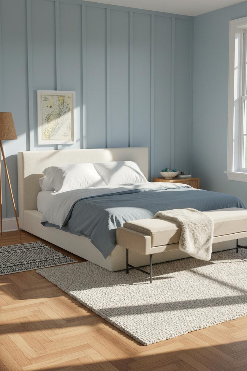 Coastal Blue Bedroom Powder Blue Board Batten