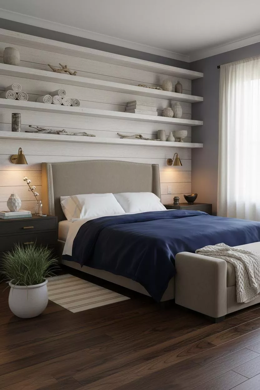 Coastal Blue Bedroom Shelving Master