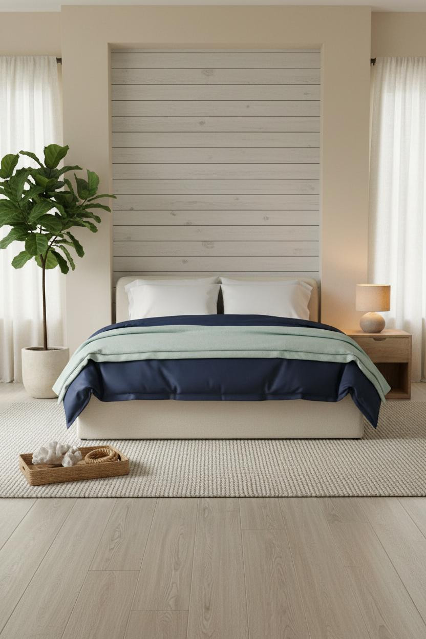 Coastal Blue Bedroom Whitewashed Niche
