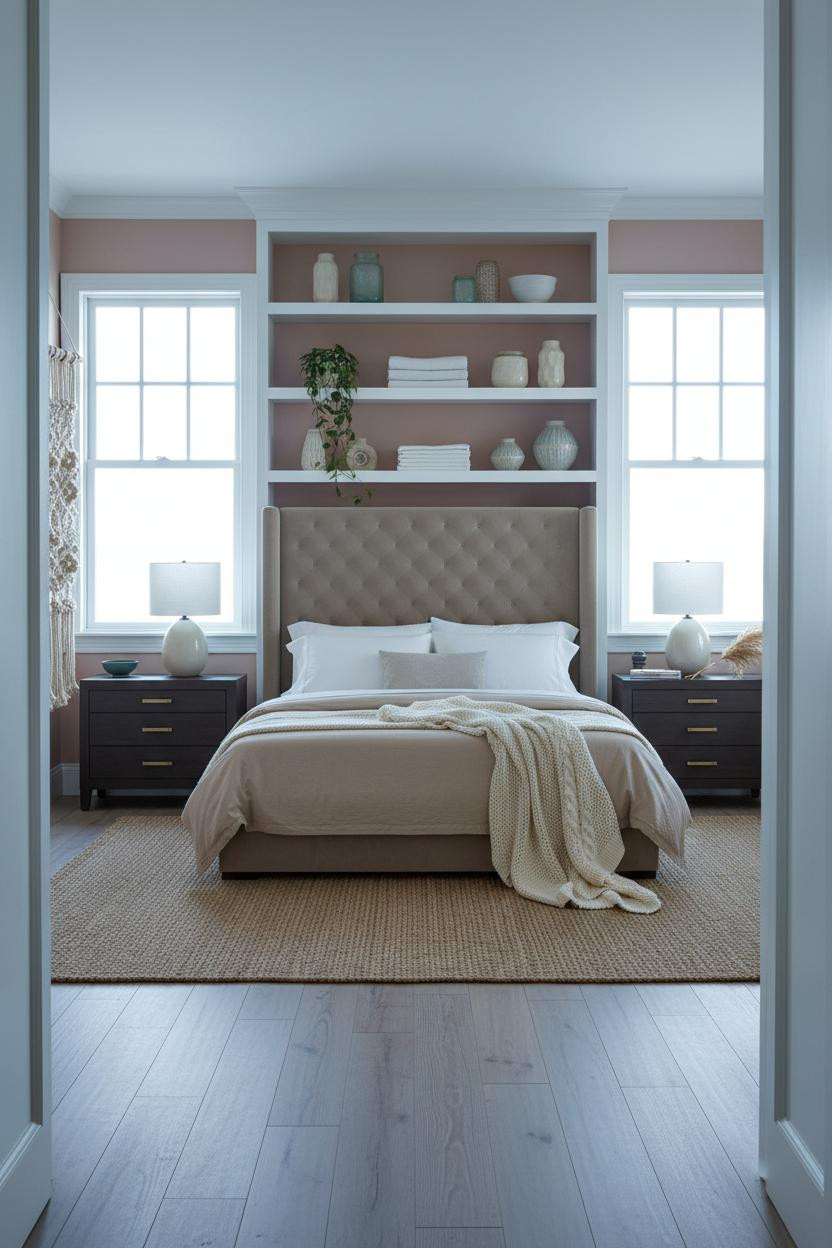 Coastal Blue Bedroom Whitewashed Wood