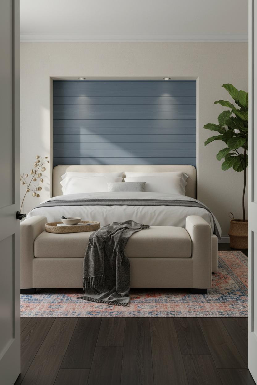 Coastal Cottage Bedroom Blue Beadboard Niche