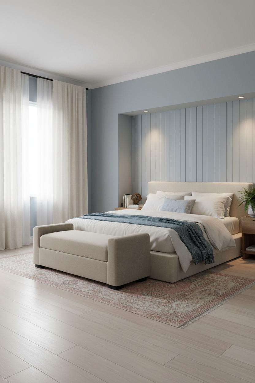 Coastal Cottage Bedroom Blue Beadboard Niche