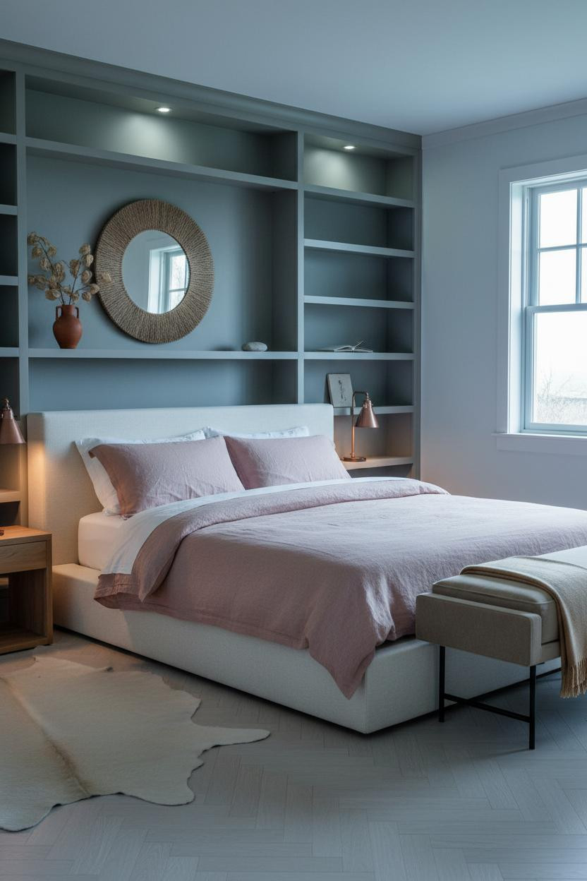 Coastal Cottage Bedroom Built In Shelves