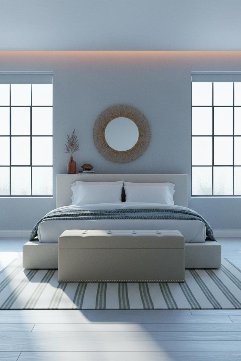 Coastal Cottage Bedroom Crittall Windows Blue