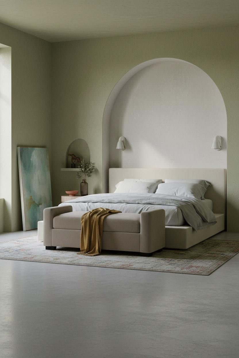 Coastal Guest Bedroom Sage Green Alcove