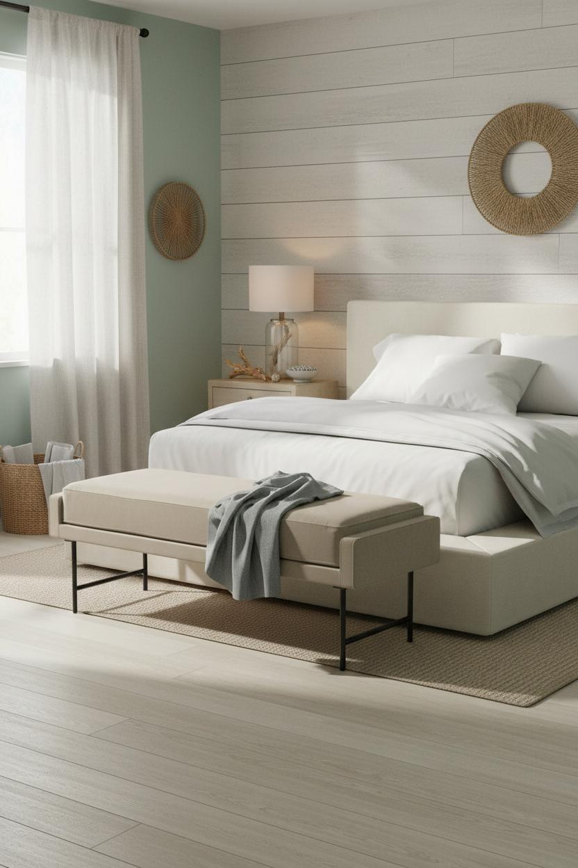 Coastal Guest Bedroom Shiplap Seafoam