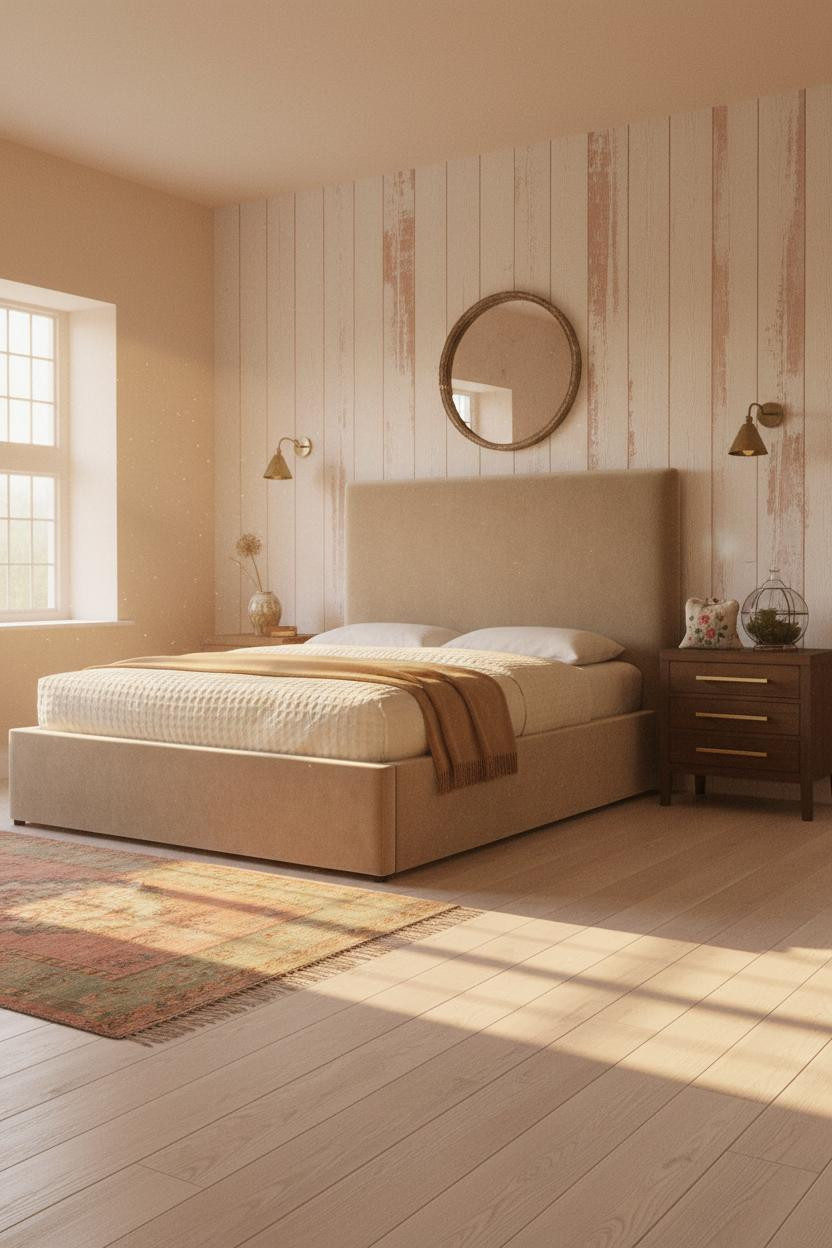 Cottagecore Bedroom Whitewashed Paneling Fairycore