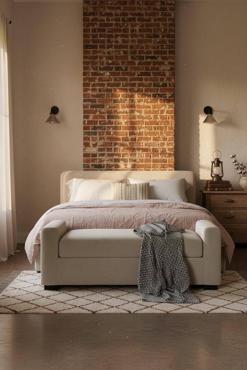 Country Bedroom Farmhouse Brick Design