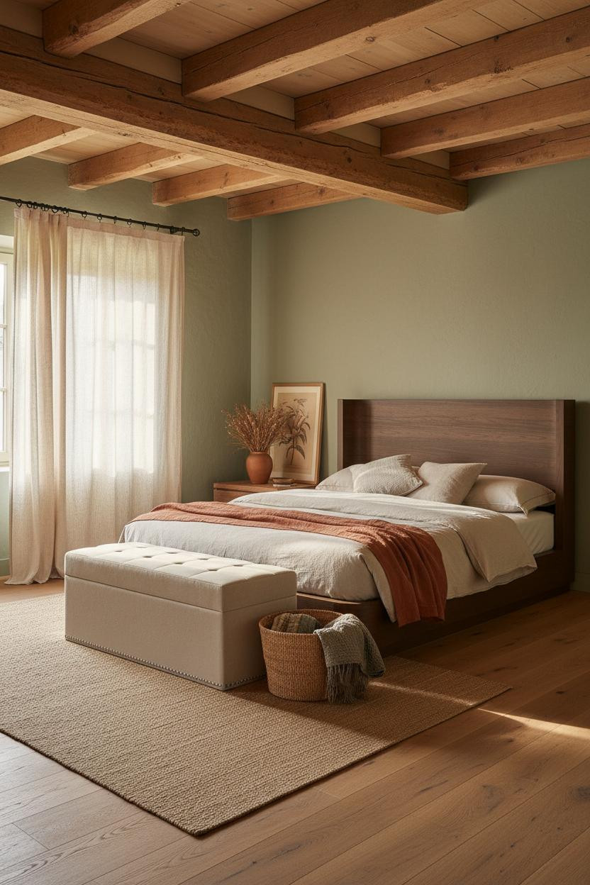 Country Bedroom Farmhouse Exposed Beams