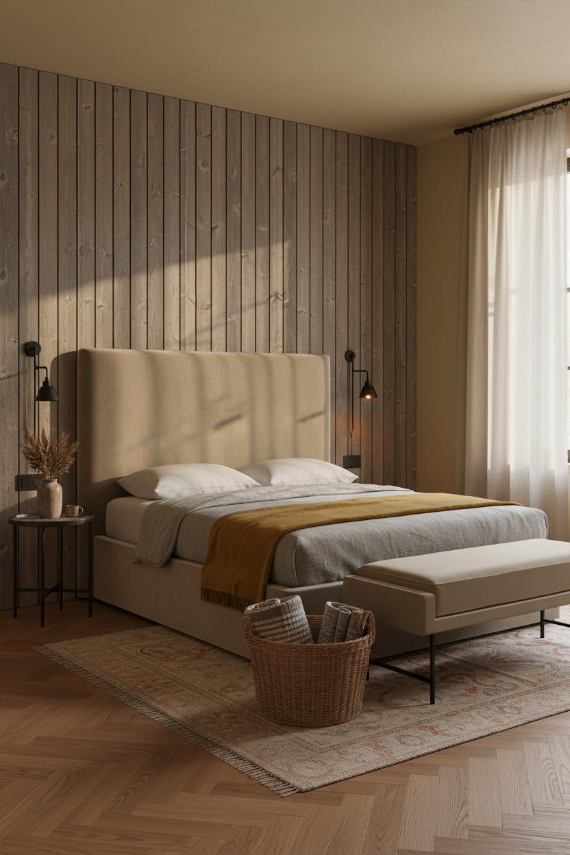 Country Bedroom Farmhouse Wood Paneling
