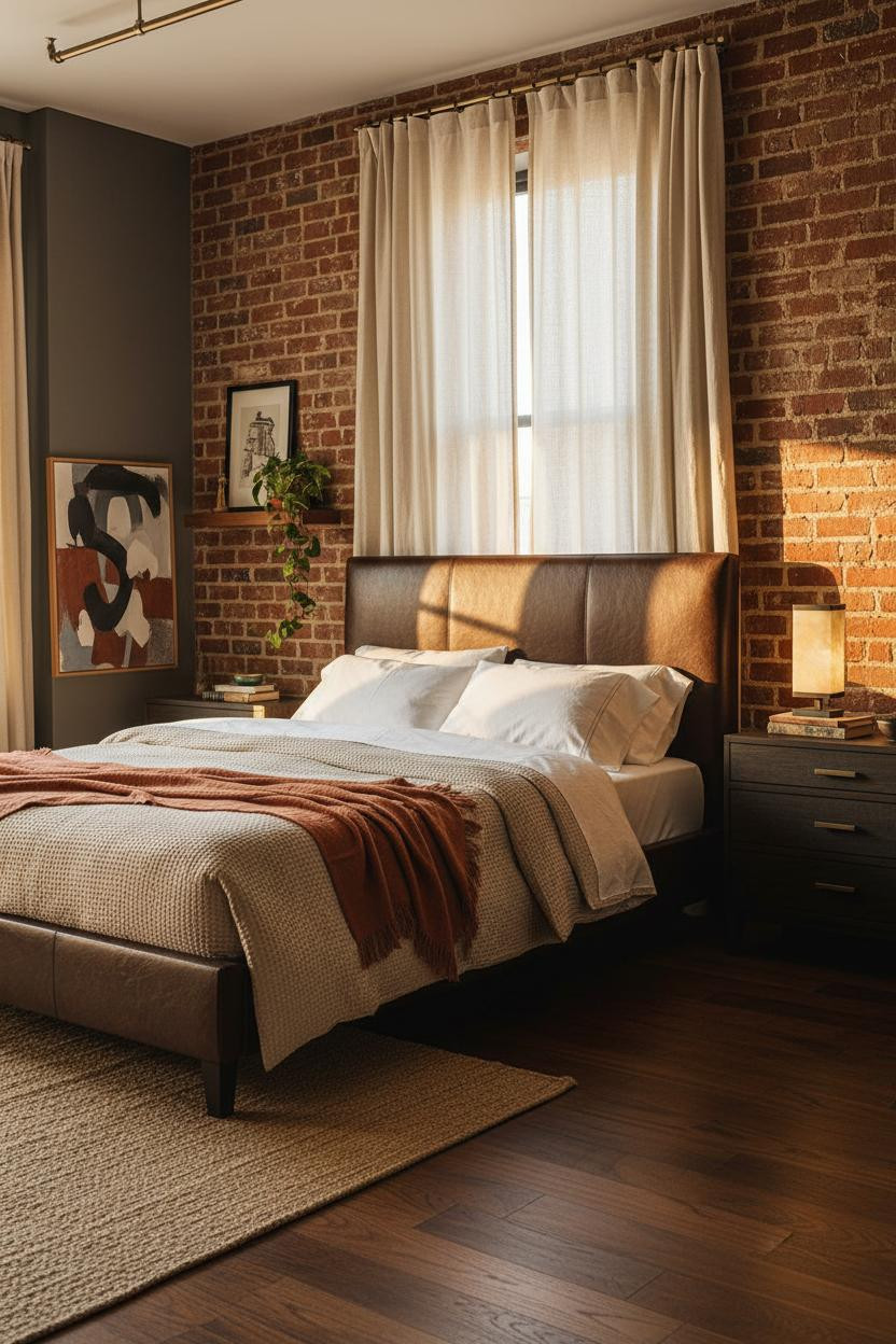 Couple Goal Bed Spicy Japandi Bedroom Exposed Brick