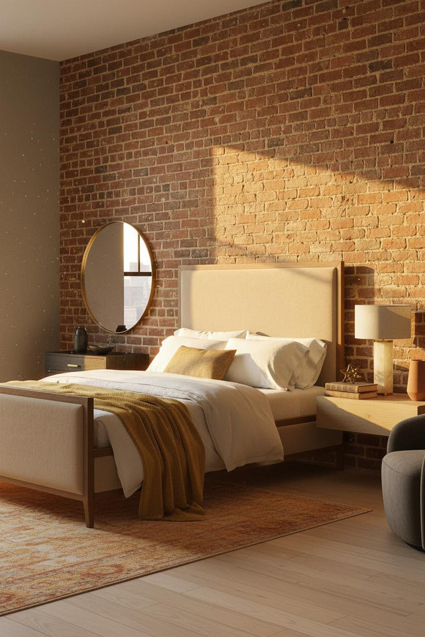 Cozy Bedroom Lighting Golden Hour Brick