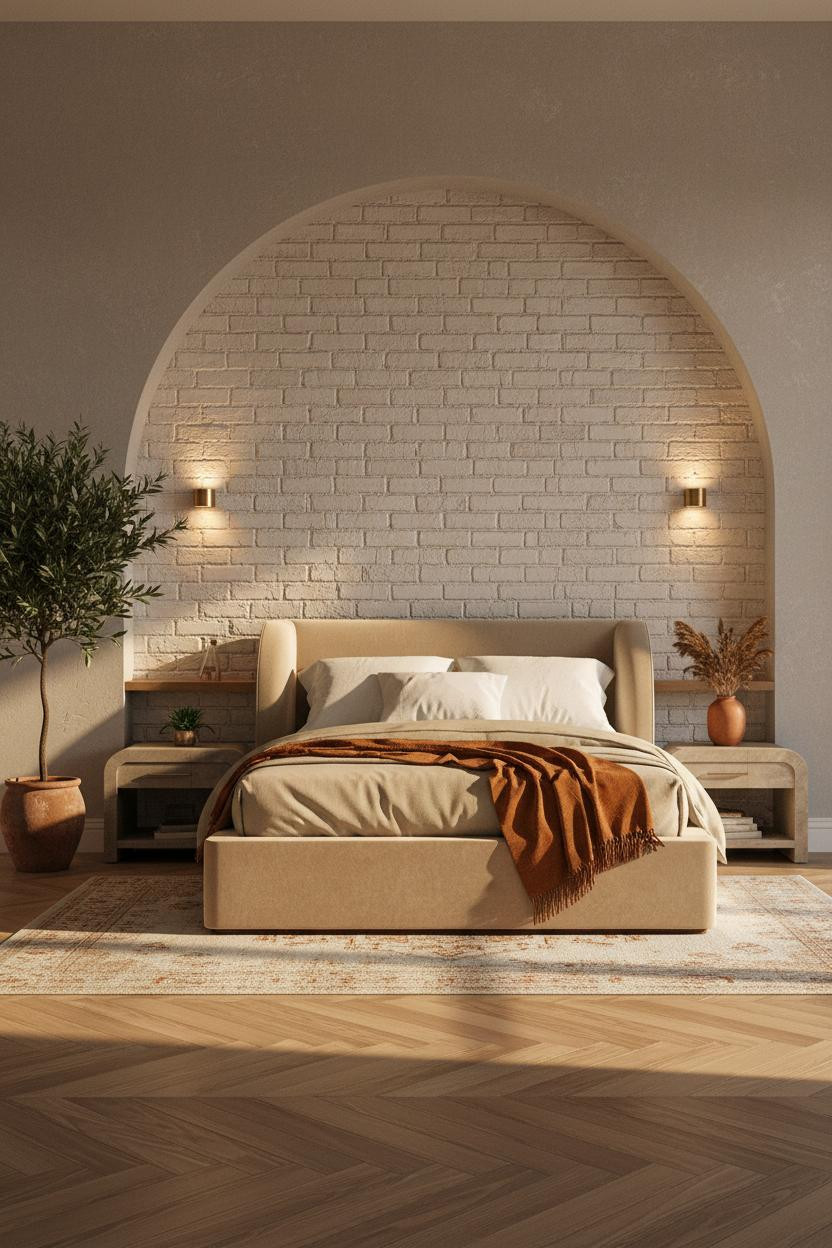 Cozy Guest Bedroom Farmhouse Arched Niche