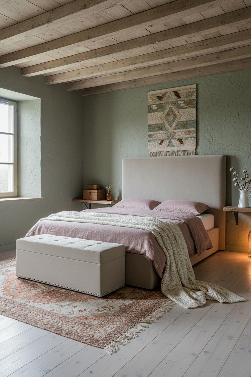 Cozy Guest Bedroom Farmhouse Sage Green