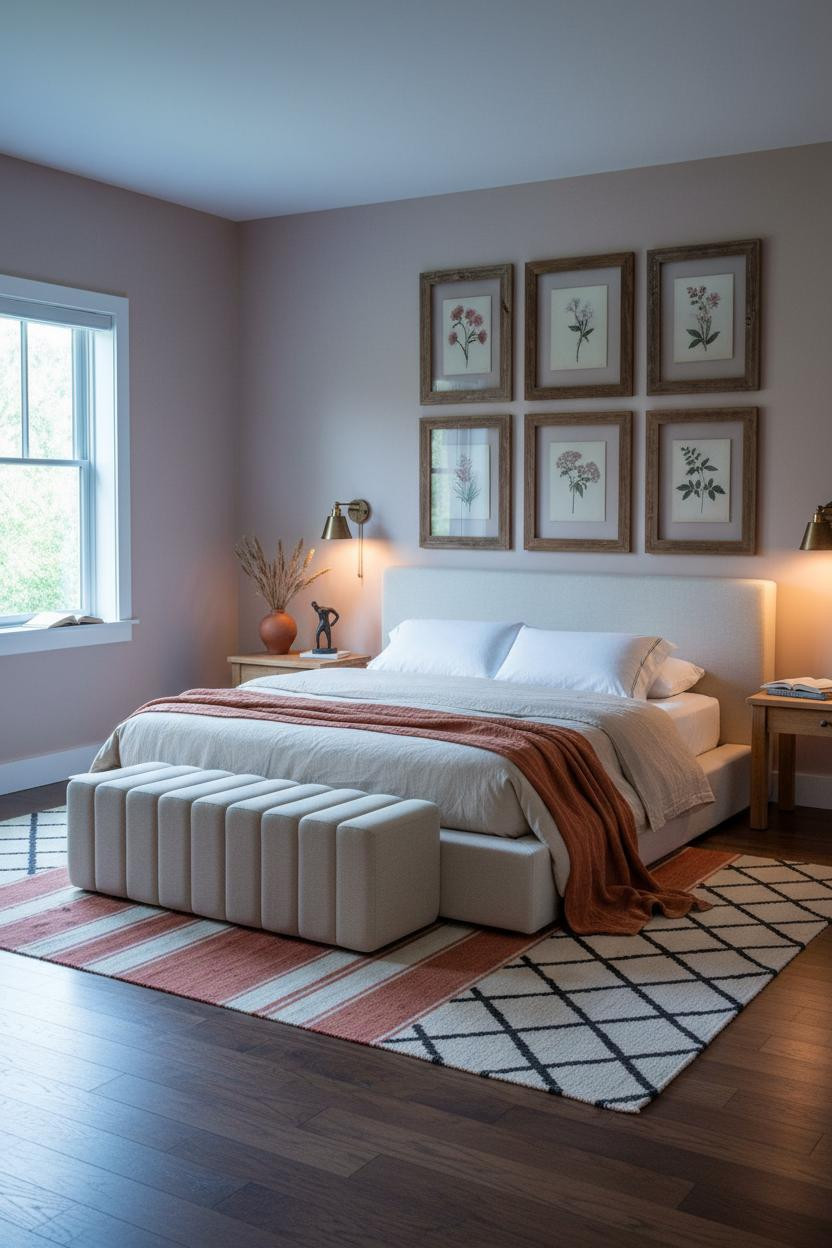 Cozy Guest Bedroom Gallery Wall Farmhouse
