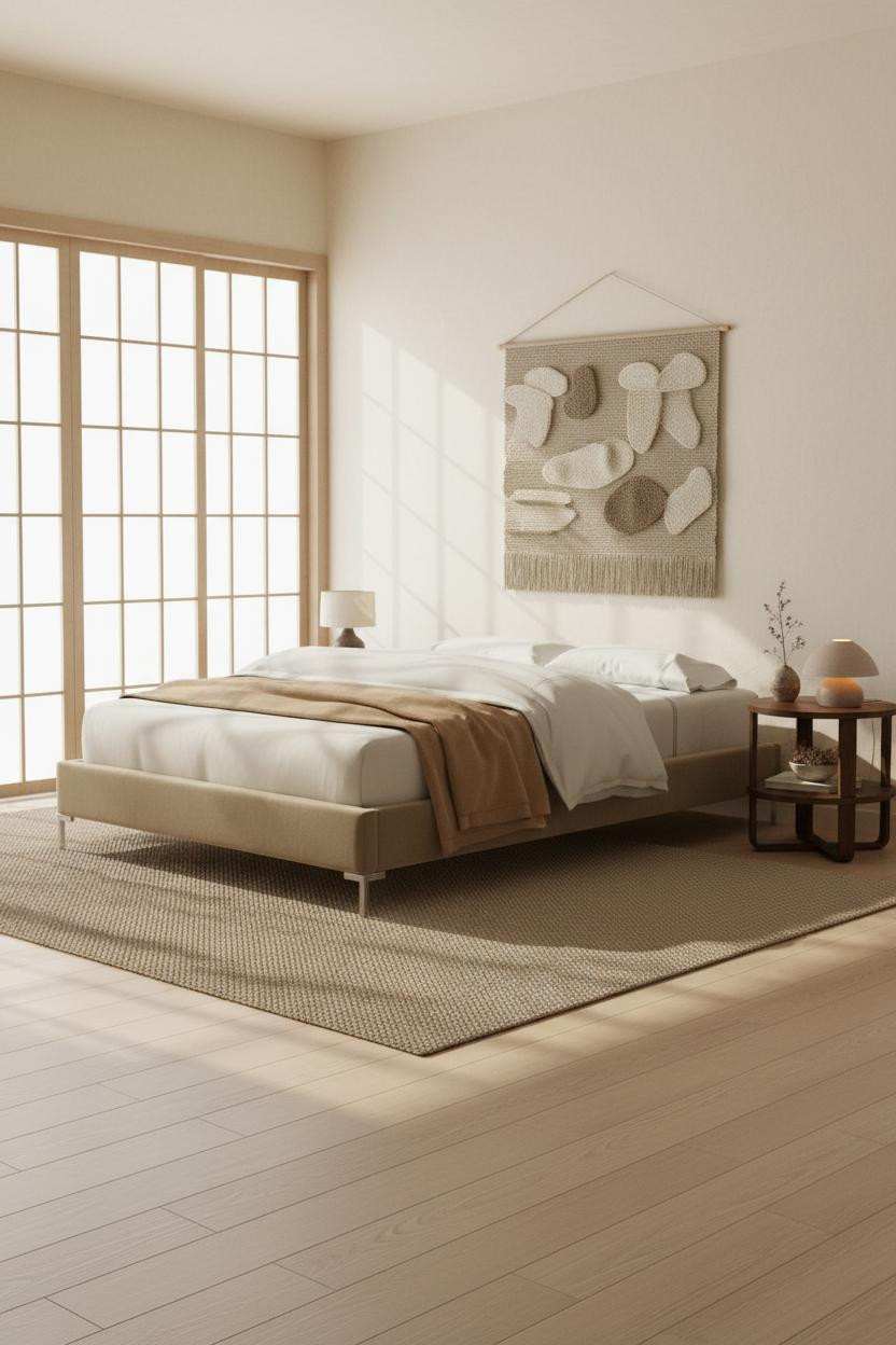 Cozy Japanese Bedroom Japandi Style Shoji Screens