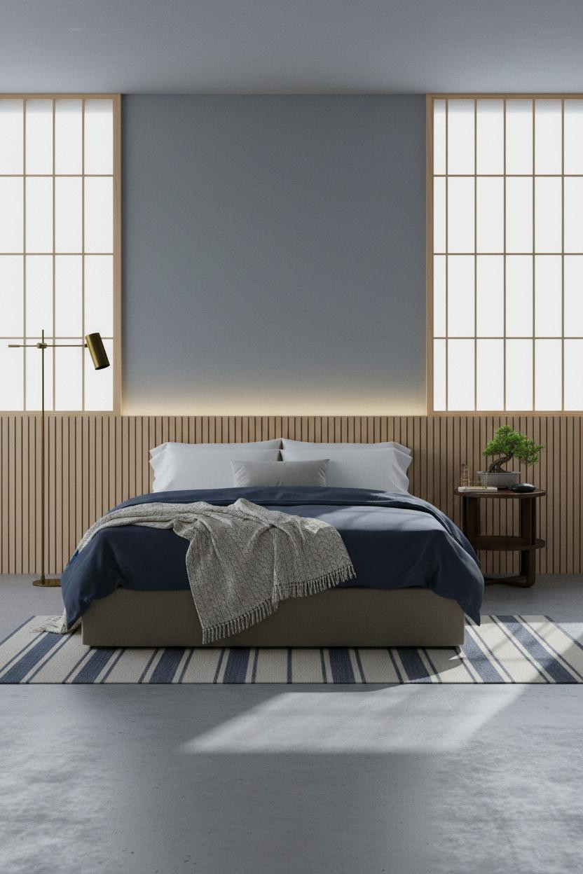 Cozy Japanese Bedroom Slatted Wood