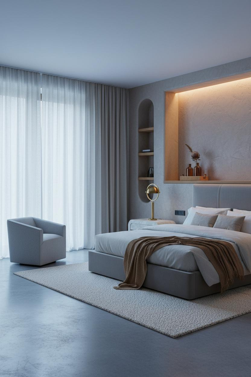 Cozy Luxury Bedroom Master Plaster Oak