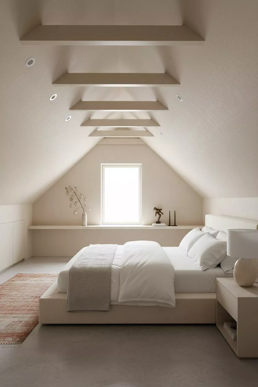 Cozy Neutral Attic Bedroom Warm Aesthetic