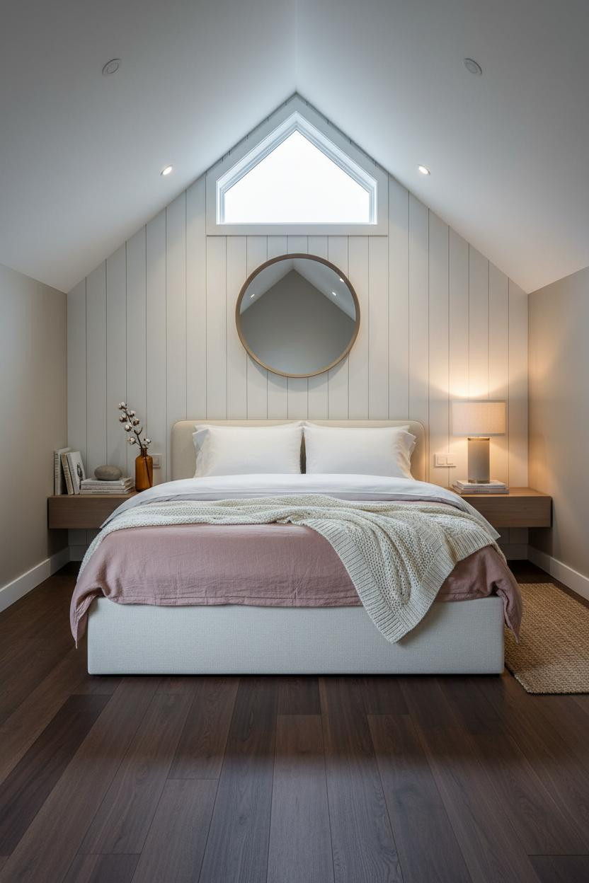 Cozy Neutral Attic Bedroom Warm Whites