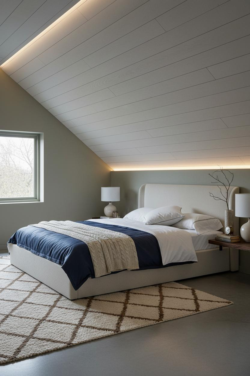 Cozy Neutral Attic Bedroom Warm Wood