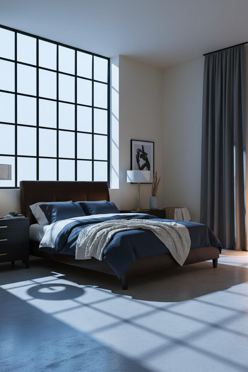 Dark Bedframe Bedroom Navy Coastal