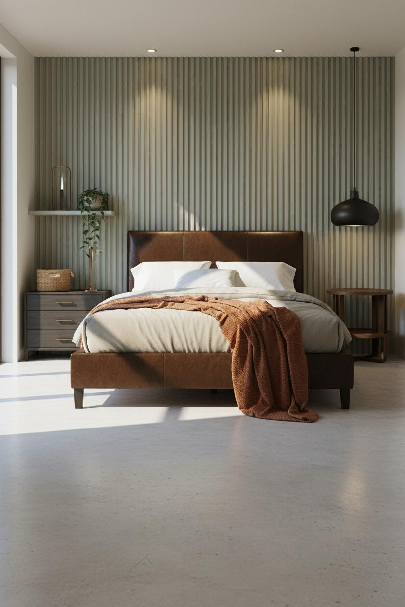 Dark Bedframe Bedroom Sage Wall Black Bed