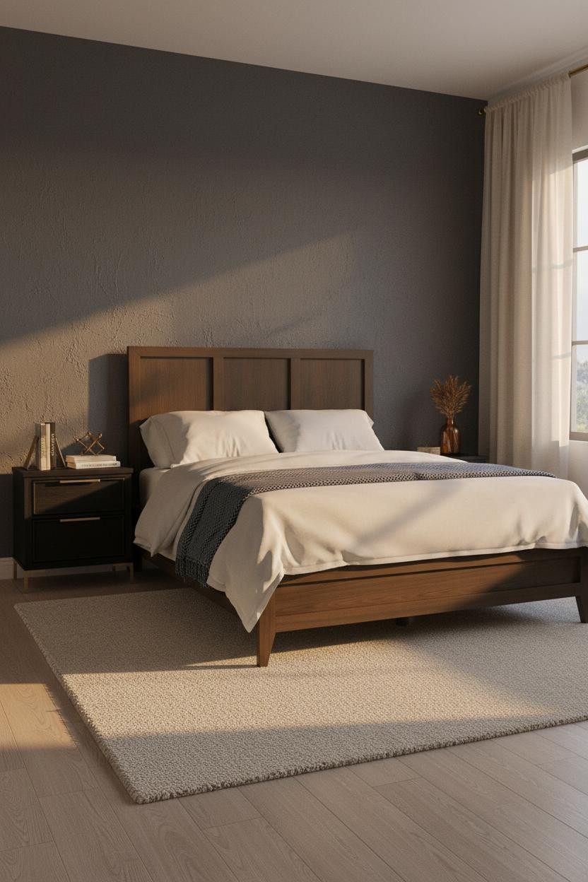 Dark Cozy Bedroom Charcoal Walls