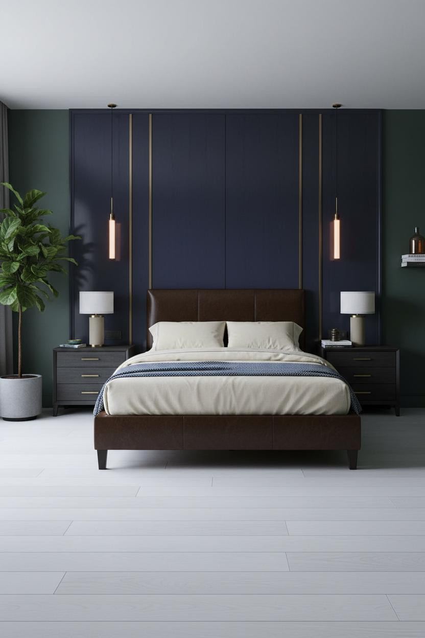 Dark Luxury Bedroom Art Deco Headwall