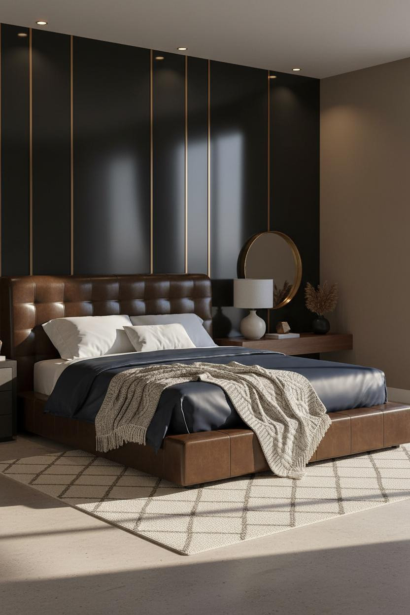 Dark Luxury Bedroom Black Lacquered Wall